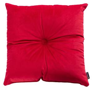 Sametový polštář Velvet s knoflíkem barva červená látka lesklé, sametová
