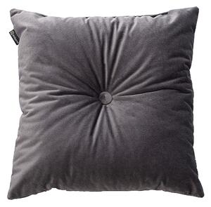 Sametový polštář Velvet s knoflíkem barva šedá látka lesklé, sametová