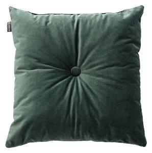 Sametový polštář Velvet s knoflíkem barva zelená látka lesklé, sametová