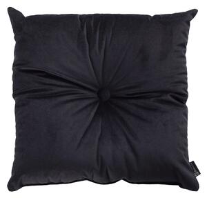 Sametový polštář Velvet s knoflíkem barva černá látka lesklé, sametová