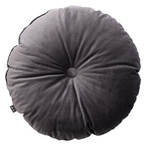 Sametový polštář s knoflíkem barva šedá látka lesklé, sametová