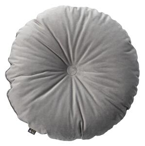 Sametový polštář s knoflíkem barva šedá látka lesklé, sametová