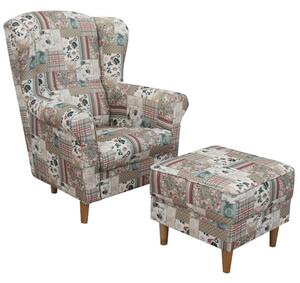 Ušák, křeslo, s taburetem, látka patchwork Viorica 1, ASTRID