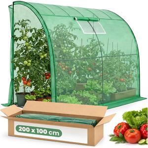 Přístěnný zahradní skleník 100x200x210 cm LUMPAN - zelený