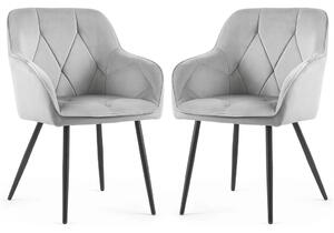 Set 2x čalouněná jídelní židle DALMIRA - šedá