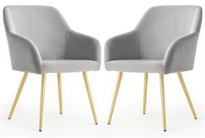 Set 2x jídelní čalouněná židle EVORIA - šedá / zlatá