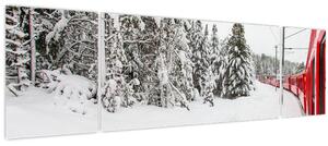 Obraz - Vlak v zasněžené krajině (170x50 cm)