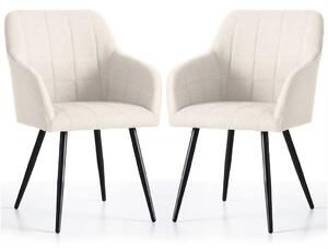 Set 2x jídelní prošívaná židle LARENZA - krémová / černá