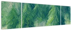 Obraz - Malované jehličnany (170x50 cm)