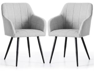 Set 2x jídelní prošívaná židle LARENZA - světle šedá / černá