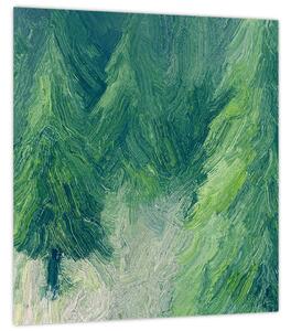 Obraz - Malované jehličnany (30x30 cm)