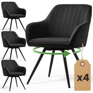 Set 4x otočná čalouněná židle TERSIA - černá / černá