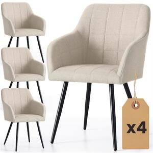 Set 4x jídelní prošívaná židle LARENZA - béžová / černá
