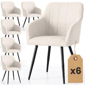Set 6x jídelní prošívaná židle LARENZA - krémová / černá