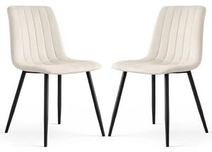 Set 2x prošívaná jídelní židle LINORIA - béžová / černá