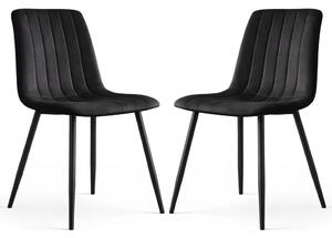 Set 2x prošívaná jídelní židle LINORIA - černá / černá