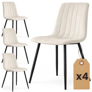 Set 4x prošívaná jídelní židle LINORIA - béžová / černá