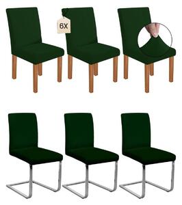 Potah na židli, elastický, tmavě zelený, sada 6 kusů, materiál: polyester/Elastan