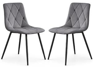 Set 2x prošívaná jídelní židle MILORIA - tmavý grafit / černá