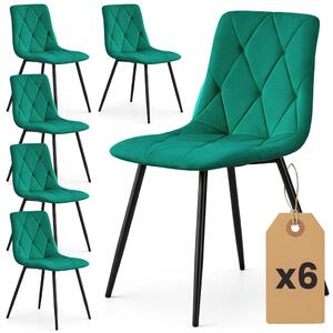 Set 6x prošívaná jídelní židle MILORIA - láhvově zelená / černá