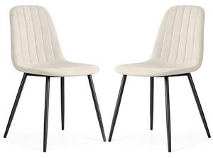 Set 2x prošívaná jídelní židle LIROLIA - béžová / černá