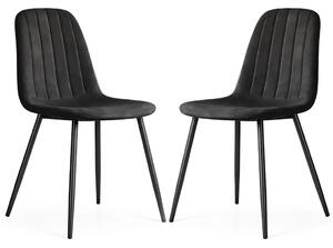 Set 2x prošívaná jídelní židle LIROLIA - černá / černá
