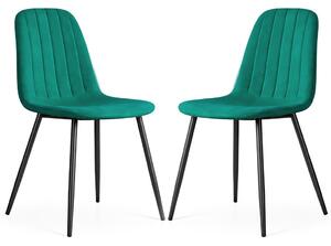 Set 2x prošívaná jídelní židle LIROLIA - láhvově zelená / černá