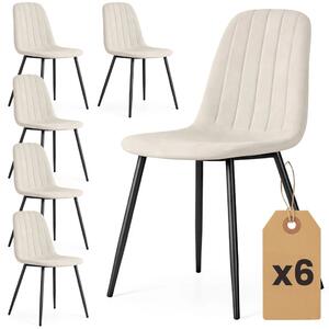 Set 6x prošívaná jídelní židle LIROLIA - béžová / černá