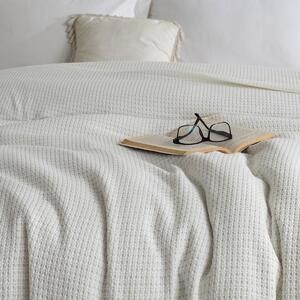 Bavlněný přehoz na postel Claire krémová, 220 x 240 cm