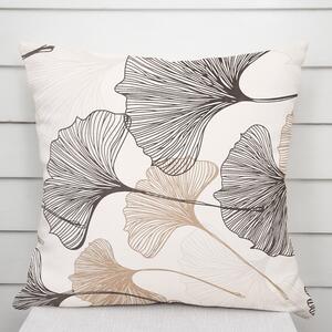 Biante Bavlněný povlak na polštář Sandra SA-411 Hnědé Ginkgo listy na bílém 30 x 50 cm