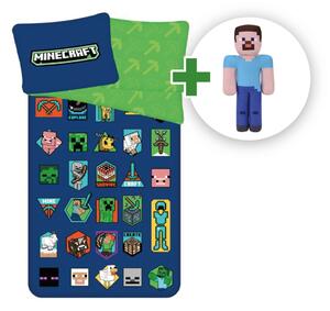 Sada povlečení Minecraft Badges + plyšová hračka Steve