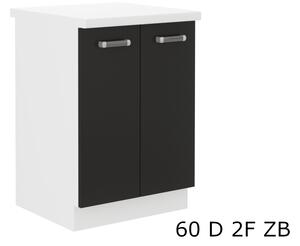 Kuchyňská skříňka dolní dvoudveřová s pracovní deskou OMEGA 60D 2F ZB, 60x82x60, černá/bílá