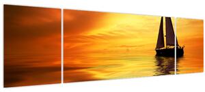 Obraz - Plachetnice při západu slunce (170x50 cm)