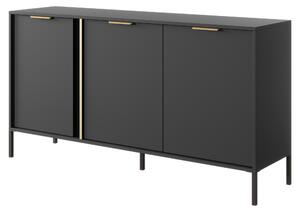 Komoda do obývacího pokoje a lonice se 3 dvíky, barva antracit, rozmry 153 x 39,5 x 81,4 cm