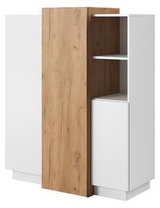 Moderní komoda do obývacího pokoje nebo lonice, bílá/dřevo dub Craft Gold, rozmry 110 x 45 x 133,5 cm