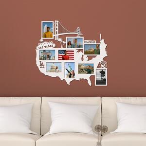 DUBLEZ | Dřevěný nástěnný fotorámeček - Mapa USA
