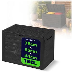 Zahradní box KADAX "Grewena", plastový úloný box, zahradní truhla, zahradní box, antracit, 190L, 78 cm
