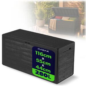 Zahradní box KADAX "Grewena", plastový úloný box, zahradní truhla, zahradní box, antracit, 280L, 116 cm
