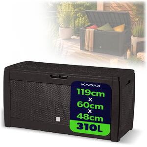 Zahradní box KADAX "Weria", plastový úloný box, zahradní truhla, zahradní box, tmav hndý, 310L, 119 cm