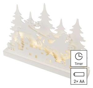 EMOS Dřevěná LED dekorace Wioska s časovačem 31 cm teplá bílá