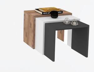 Kalune Design Sada tří konferenčních stolků Gül antracit/bílý/hnědý