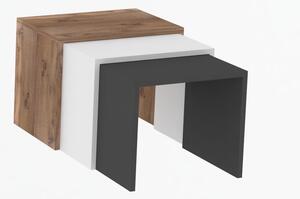 Kalune Design Sada tří konferenčních stolků Gül antracit/bílý/hnědý