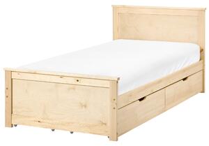 Postel se 4 zásuvkami Borovicové dřevo DAUPHIN 90 x 200 cm Světle hnědá