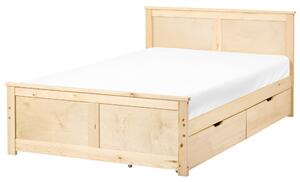 Postel se 2 zásuvkami Borovicové dřevo DAUPHIN 120 x 200 cm Světle hnědá