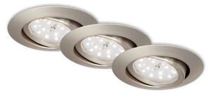 BRI 7171-032 3ks sada LED vestavné svítidlo, pr. 8,2 cm, 3 W, matný nikl - BRILONER