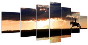 Obraz - Jezdec na koni při západu slunce (210x100 cm)