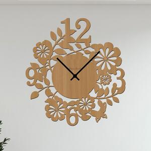 Dřevo života | Nástěnné hodiny FLOWERS Zvolte barvu dekoru: Buk | Velikost hodin: 35x35 | Barva ručiček: Černé