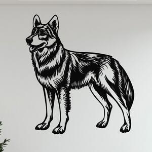 Dřevěný obraz psa Československý vlčák | Rozměry (cm): 36x40 | Zvolte barvu dekoru: Černá