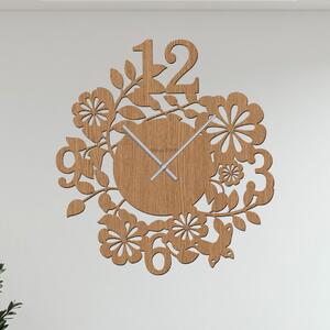 Dřevo života | Nástěnné hodiny FLOWERS Zvolte barvu dekoru: Horský dub | Velikost hodin: 35x35 | Barva ručiček: Stříbrné