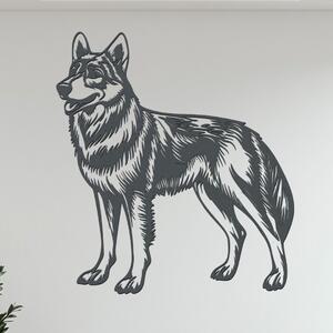 Dřevěný obraz psa Československý vlčák | Rozměry (cm): 36x40 | Zvolte barvu dekoru: Antracitová
